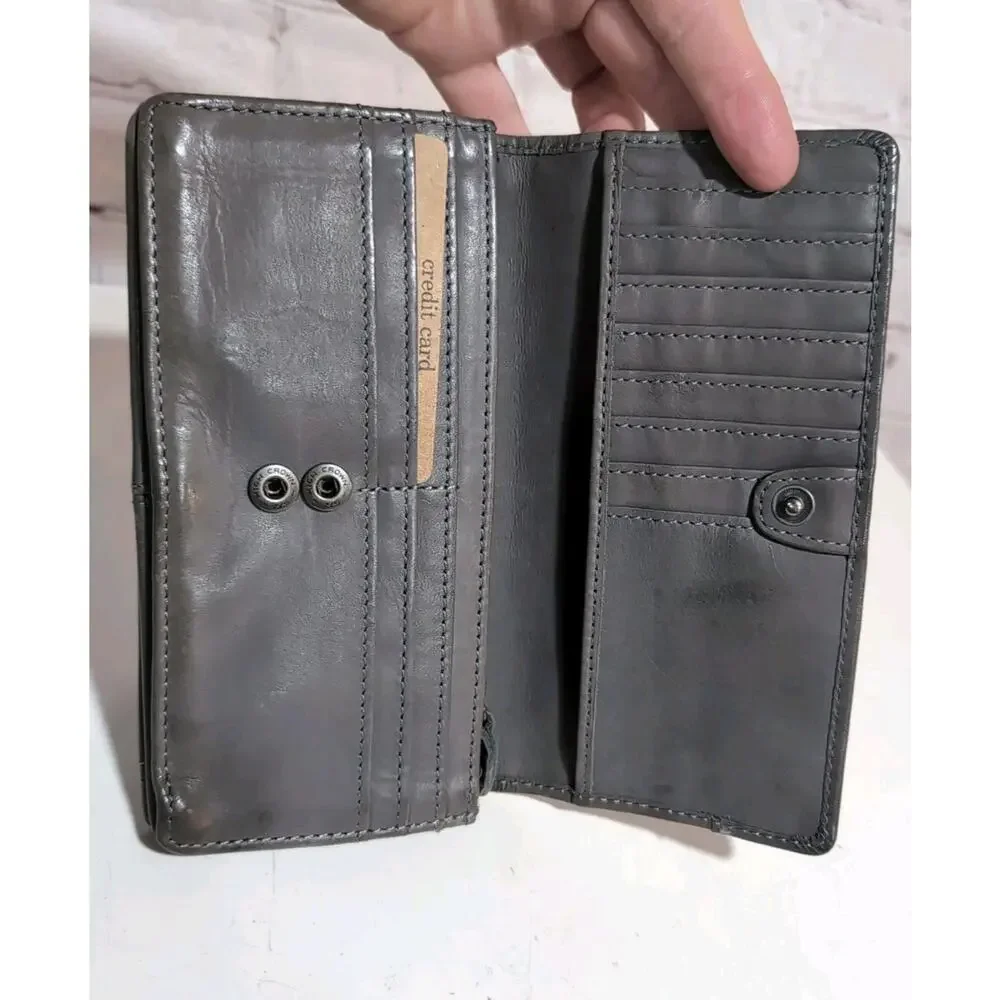 Harbour 2nd Luja Gray Leather Wallet Bi Fold Wallet NWOT 7 X 4 - Picture 10 of 11